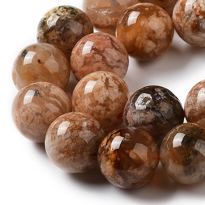 Natural Flower Agate Beads Strands G-B044-A01-03-1