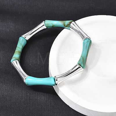 Plating Resin Beads Stretch Bracelets for Women BJEW-P374-02P-1