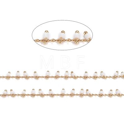 Brass Handmade Glass Beaded Chains CHC-F012-01B-1