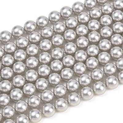 Frosted Glass Pearl Beads Strands GLAA-A044-08A-09-1