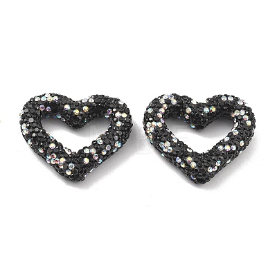 Heart Shape Polymer Clay Rhinestone Beads CLAY-NH0001-09B-04-1