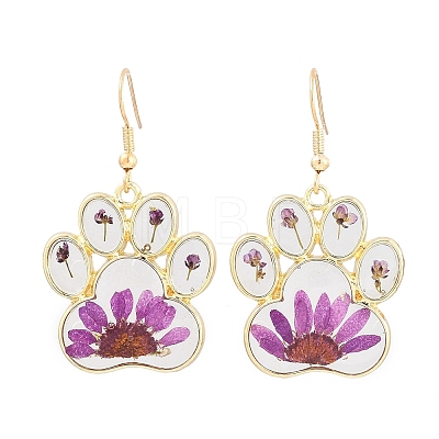 Alloy & Dried Flower Dangle Earrings AL-Z001-06G-1