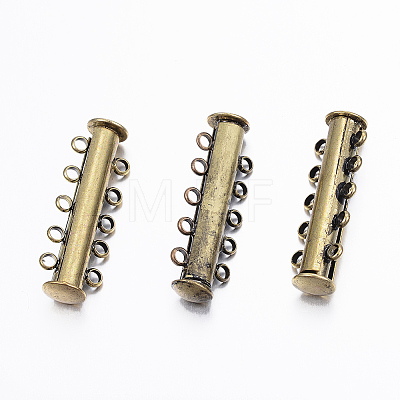 5-Strands 10-Holes Tube Brass Magnetic Slide Lock Clasps X-KK-D475-AB-NF-1