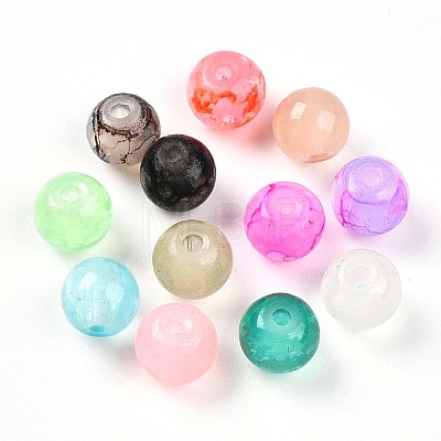 Baking Paint Imiation Jade Glass Beads X1-DGLA-S115-6mm-MY-1