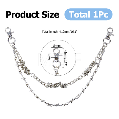 1Pc Zinc Alloy Thorn Double Layer Chain Belts for Pants HJEW-HS0001-09-1