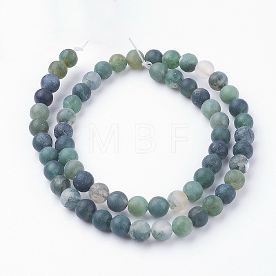 Natural Moss Agate Bead Strands G-G735-62F-6mm-1