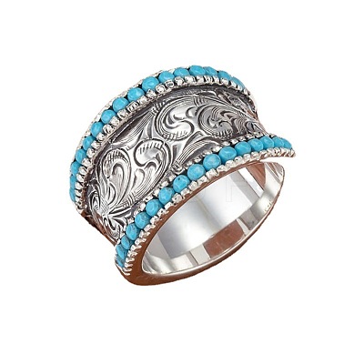 Retro Alloy & Turquoise Finger Rings FS-WG1E1DC-05-1