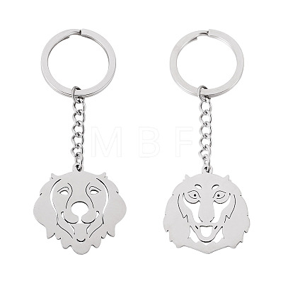 2Pcs 2 Styles 201 Stainless Steel Keychains KEYC-TAD0001-15D-1