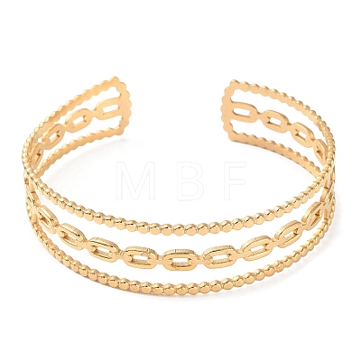 304 Stainless Steel Hollow Oval Cuff Bangles BJEW-F457-18G-1