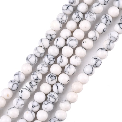 Synthetic Howlite Beads Strands G-E110-4mm-5-1