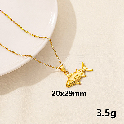 Stylish Ocean Stainless Steel Fish Pendant Necklace for Women ZE1503-6-1