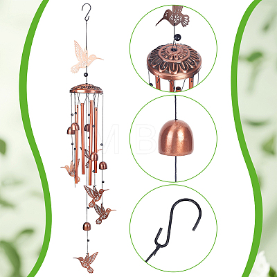 Aluminium Hummingbird Wind Chime AJEW-WH0481-677-1