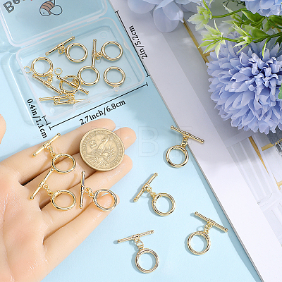 Brass Toggle Clasps KK-BBC0013-60G-1