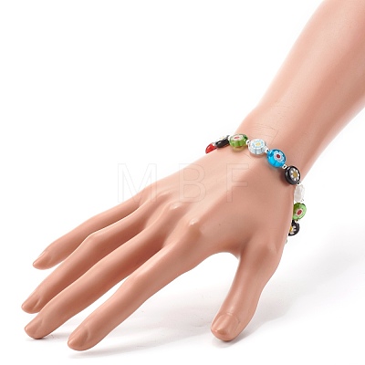 Handmade Millefiori Lampwork Beads Stretch Bracelet for Teen Girl Women Gift BJEW-JB06847-01-1