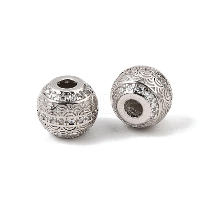 925 Sterling Silver Micro Pave Clear Cubic Zirconia Beads SE-CBAF1B2-14P-1