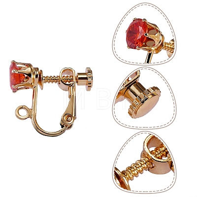 8Pairs 8 Style Brass with Cubic Zirconia Screw On Clip-on Earring Findings KK-SZ0004-64-1