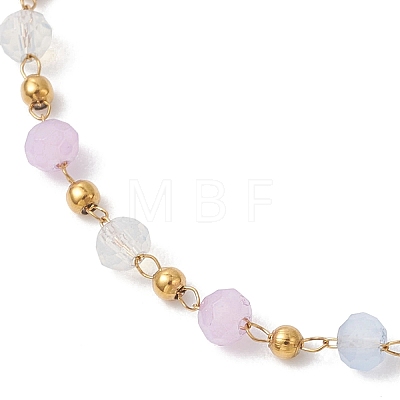 Glass Beaded Link Chain Bracelets for Women BJEW-JB12978-1