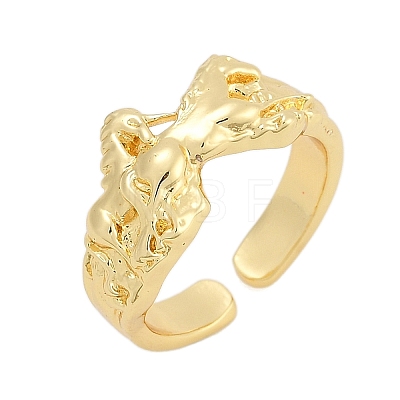 Rack Plating Brass Cuff Rings for Women RJEW-M028-61G-1