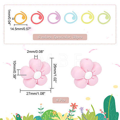  Flower Silicone Knitting Needle Point Protectors DIY-NB0009-49-1