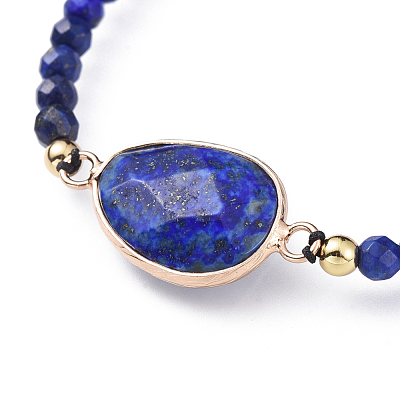 Adjustable Natural Lapis Lazuli(Dyed) Braided Bead Bracelets BJEW-JB04559-02-1