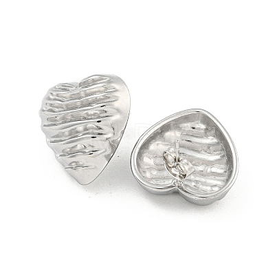 Non-Tarnish Heart 304 Stainless Steel Ear Studs EJEW-L290-011P-1