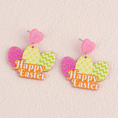 Easter Acrylic Glitter Powder Dangle Stud Earrings FS-WG58748-13-1