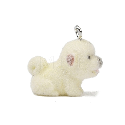 Animal Theme Flocky Opaque Resin Pendants RESI-H042-01P-15-1