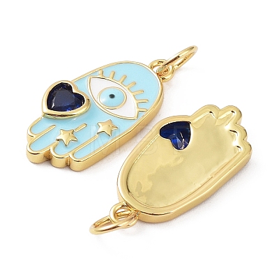 Rack Plating Brass Enamel with Glass Pendants X-KK-B076-11G-1