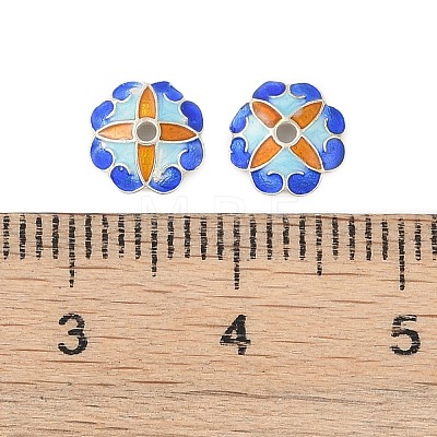 925 Sterling Silver Enamel Bead Caps STER-P060-06P-1