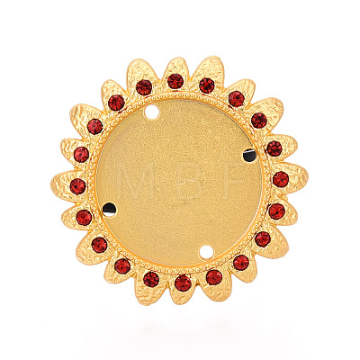 Adjustable Flower Alloy & Iron Rhinestone Bezel Cup Ring Base with Rotatable Tray MAK-T012-09G-1