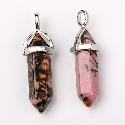 Natural Rhodonite Double Terminated Pointed Pendants X-G-F295-05D-1