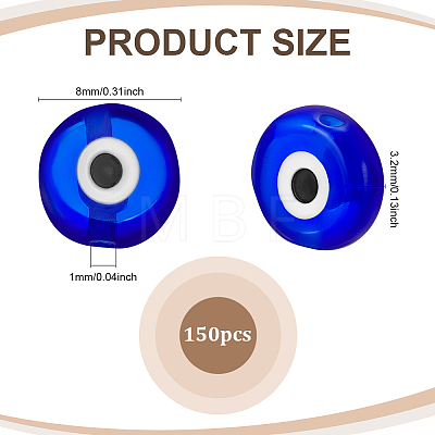 150Pcs Handmade Evil Eye Lampwork Beads LAMP-ME0001-17-1
