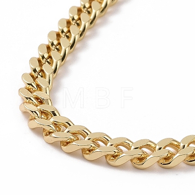 Cubic Zirconia Leopard Pendant Necklace with Brass Curb Chains for Women NJEW-G096-01G-04-1