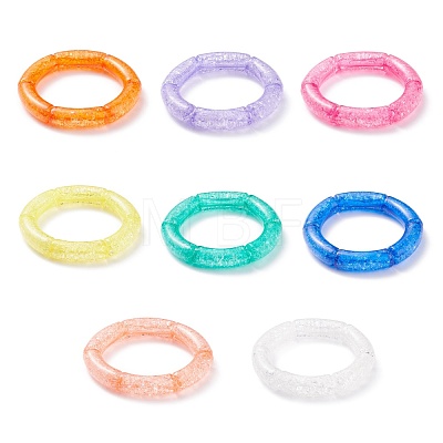 9Pcs 9 Color Candy Color Acrylic Curved Tube Chunky Stretch Bracelets Set for Women BJEW-JB08138-1