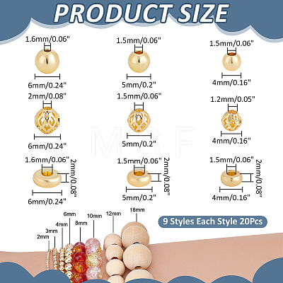180Pcs 9 Styles Brass Beads KK-ME0004-95-1