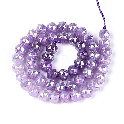 Anti-Tarnish Electroplate Glass Beads Strands GLAA-N064-8mm-08-1