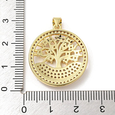 Rack Plating Brass Micro Pave Cubic Zirconia Pendants KK-F869-24G-1