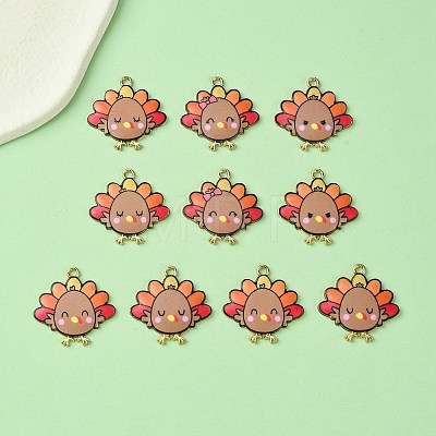 10Pcs 5 Style Cute Printed Alloy Pendants ENAM-YW0003-46A-1