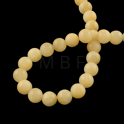 Round Natural Yellow Jade Beads Strands X-G-R336-8mm-03-1