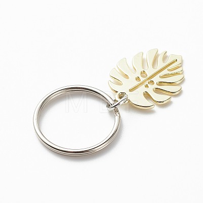 5Pcs Monstera Leaf Alloy Pendant Keychain X-KEYC-JKC00413-1
