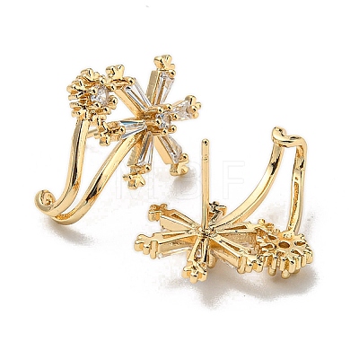 Brass with Clear Cubic Zirconia Stud Earrings EJEW-B035-09KCG-1
