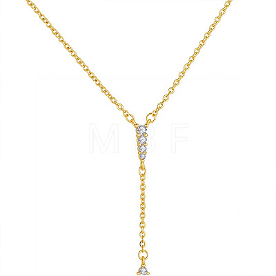 Brass Micro Pave Clear Cubic Zirconia Tassel Lariat Y Necklaces for Women WGB9A21-01-1