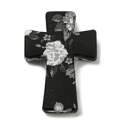 Cross with Flower Silicone Focal Beads SIL-G006-02G-1