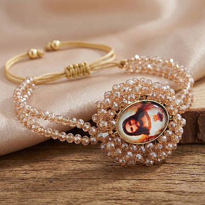 Adjustable Glass Beads Double Layers Braided Bead Bracelets DY5485-1