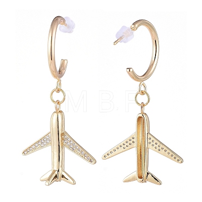 Brass Dangle Stud Earrings EJEW-JE04112-01-1