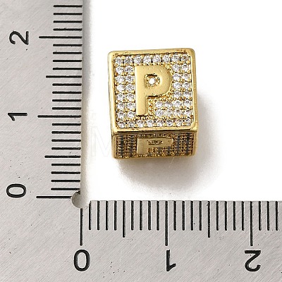 Brass Cubic Zirconia Beads KK-Q818-01P-G-1