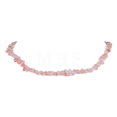 Synthetic Cherry Quartz Glass Chip Beaded Necklace NJEW-JN04616-01-1