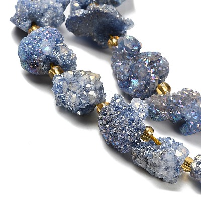 Electroplated Natural Druzy Agate Beads Strands G-G289-02C-1