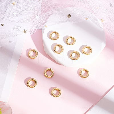 10Pcs Brass Spring Gate Rings KK-BBC0022-07B-1