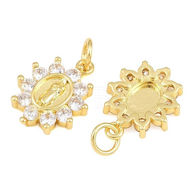 Brass Micro Pave Clear Cubic Zirconia Pendants CU-CBAB3AD-03G-01-1